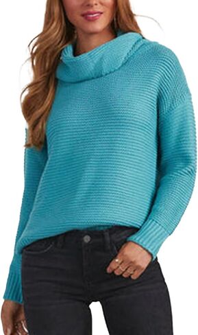 cordat Women's Long Sleeve Turtleneck Cozy Knit Sweater Casual Loose Side Slit Pullover Jumper Tops in Saudi Arabia