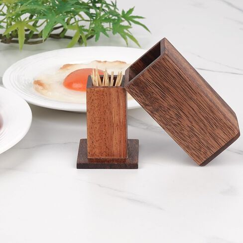 SHIDOW Toothpick Holders, Bamboo Toothpick Dispenser Box, Toothpick Holder Home Living Room Cotton Swab Storage Tank in Saudi Arabia