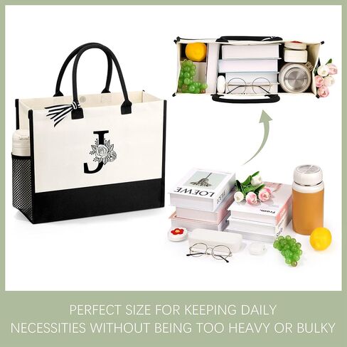 Personalized Name Tote Bag for Women, Birthday Best Friend Bridesmaid Gifts for Women Canvas Initial Tote Bags in Saudi Arabia