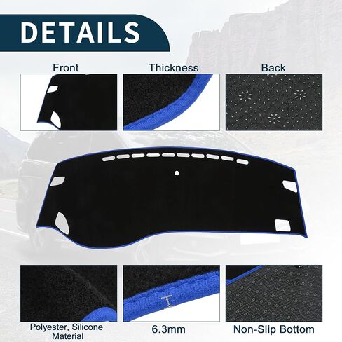 Dash Cover for Honda Odyssey Non-Slip | Center Console Dash Cover Mat Black Blue 1 Pcs in Saudi Arabia