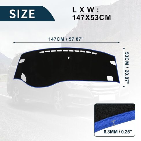 Dash Cover for Honda Odyssey Non-Slip | Center Console Dash Cover Mat Black Blue 1 Pcs in Saudi Arabia