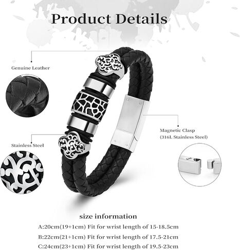 Urn Bracelet for Ashes Cremation Jewelry Stacked Bracelet for Ashes Leather Handcrafted Double Strand Braided Bracelet for Mens Women Wristband Memorial Ashes Holder in Kuwait