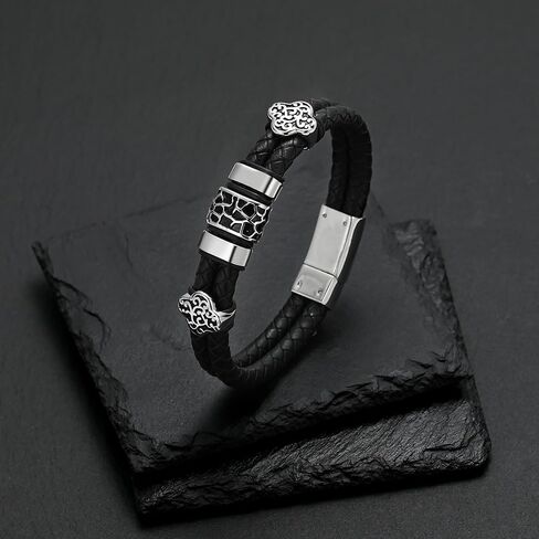 Urn Bracelet for Ashes Cremation Jewelry Stacked Bracelet for Ashes Leather Handcrafted Double Strand Braided Bracelet for Mens Women Wristband Memorial Ashes Holder in Kuwait