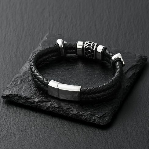 Urn Bracelet for Ashes Cremation Jewelry Stacked Bracelet for Ashes Leather Handcrafted Double Strand Braided Bracelet for Mens Women Wristband Memorial Ashes Holder in Kuwait