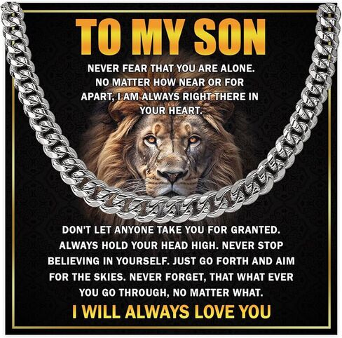 To My Son Necklace From Dad, Necklace For Son From Mom, Son Necklace Gift For Birthday Graduation Christmas, Gift For Son From Mom And Dad, Mother And Son Necklace Cuban Chain, Father Son Gift in Saudi Arabia