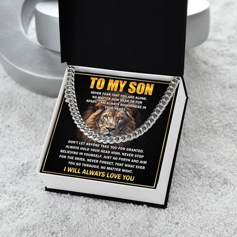 To My Son Necklace From Dad, Necklace For Son From Mom, Son Necklace Gift For Birthday Graduation Christmas, Gift For Son From Mom And Dad, Mother And Son Necklace Cuban Chain, Father Son Gift in Saudi Arabia