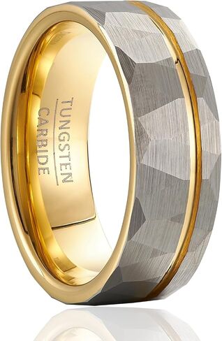 Fashion retro men's tungsten carbide ring hammered, women's width 8mm simple romantic wedding, engagement, couple jewelry hand accessories in Kuwait