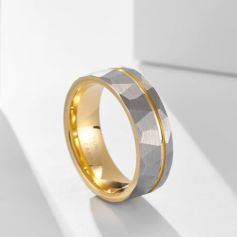 Fashion retro men's tungsten carbide ring hammered, women's width 8mm simple romantic wedding, engagement, couple jewelry hand accessories in Kuwait