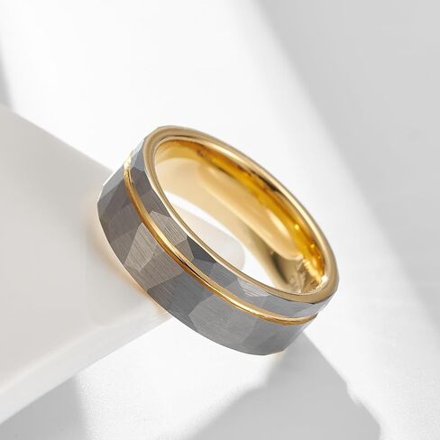 Fashion retro men's tungsten carbide ring hammered, women's width 8mm simple romantic wedding, engagement, couple jewelry hand accessories in Kuwait