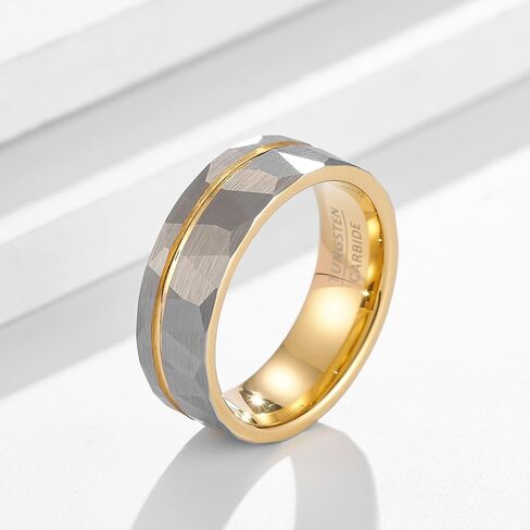 Fashion retro men's tungsten carbide ring hammered, women's width 8mm simple romantic wedding, engagement, couple jewelry hand accessories in Kuwait