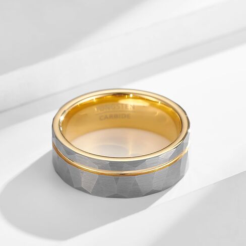 Fashion retro men's tungsten carbide ring hammered, women's width 8mm simple romantic wedding, engagement, couple jewelry hand accessories in Kuwait
