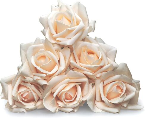Artificial simulation roses, wet feel fake flowers. Fake roses like real flowers, suitable for gift giving, send to wife, girlfriend, mom, friends, indoor home center tabletop decoration (6, white) in Saudi Arabia