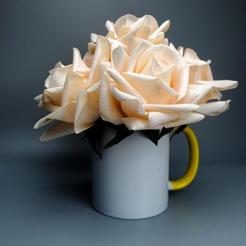 Artificial simulation roses, wet feel fake flowers. Fake roses like real flowers, suitable for gift giving, send to wife, girlfriend, mom, friends, indoor home center tabletop decoration (6, white) in Saudi Arabia
