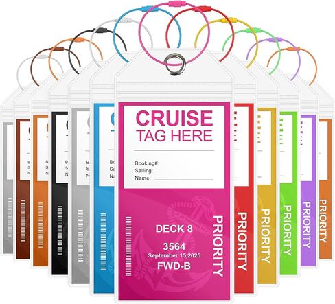 Cruise Luggage Tag Holder, 12pcs Luggage Tags for Cruise Ships, Carnival Cruise Luggage Tags, Clear Luggage Tags for Cruise, MSC Waterproof Cruise Essentials Cruise Accessories (12) in Saudi Arabia