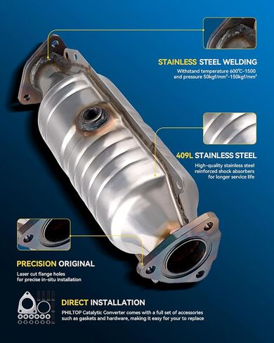 PHILTOP Catalytic Converter for 2009-2015 Pilot, 2011-2013 Odyssey, 2008-2012 Accord 3.5L, 2009-2014 TL, 2010-2014 TSX, 3 pcs, EPA Complaint #OE Replace 16658 16643 16447 in Saudi Arabia