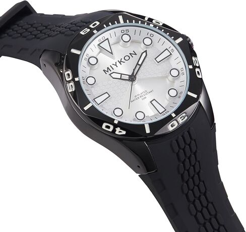 Miykon Diver Style Silicone Watches for Men - 48mm Ion Plated Men Watches with Scratch Resistant Glass - 100ft Water Resistant Men's Wrist Watches with Easy to Read Dial & Luminous Hands in Kuwait