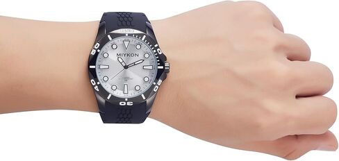 Miykon Diver Style Silicone Watches for Men - 48mm Ion Plated Men Watches with Scratch Resistant Glass - 100ft Water Resistant Men's Wrist Watches with Easy to Read Dial & Luminous Hands in Kuwait