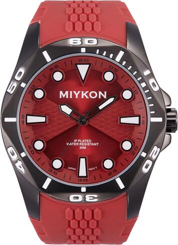 Miykon Diver Style Silicone Watches for Men - 48mm Ion Plated Men Watches with Scratch Resistant Glass - 100ft Water Resistant Men's Wrist Watches with Easy to Read Dial & Luminous Hands in Saudi Arabia