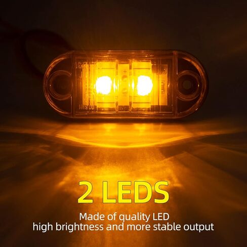 (10x Amber, 10x Red) 2.5 Inch 2 Diode Trailer Marker Lights 2 LED Trailer Side Marker Light Oval Trailer Running Lights for Truck RV Lorry Pickup Camper Waterproof Exterior Marker Lights Accessories in Saudi Arabia