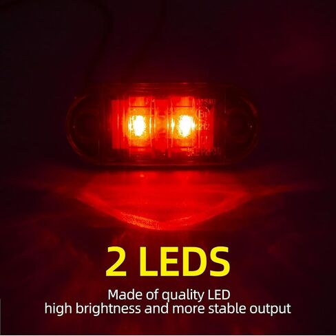 (10x Amber, 10x Red) 2.5 Inch 2 Diode Trailer Marker Lights 2 LED Trailer Side Marker Light Oval Trailer Running Lights for Truck RV Lorry Pickup Camper Waterproof Exterior Marker Lights Accessories in Saudi Arabia