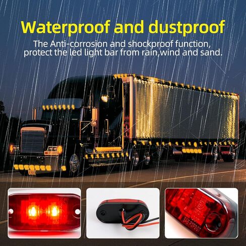 (10x Amber, 10x Red) 2.5 Inch 2 Diode Trailer Marker Lights 2 LED Trailer Side Marker Light Oval Trailer Running Lights for Truck RV Lorry Pickup Camper Waterproof Exterior Marker Lights Accessories in Saudi Arabia