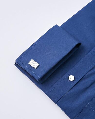 قميص رسمي خالٍ من التجاعيد بأساور أكمام فرنسية من Year In Year Out للرجال، قميص مقاوم للتجاعيد بأكمام طويلة (أسود وأبيض 169A، 3XL) in Kuwait