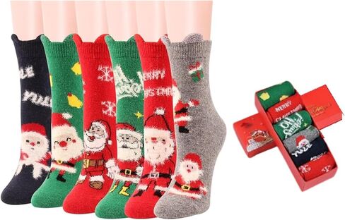 6 أزواج من جوارب عيد الميلاد للنساء والفتيات، مجموعة جوارب مبتكرة لعيد الميلاد كهدية للعطلات in Kuwait