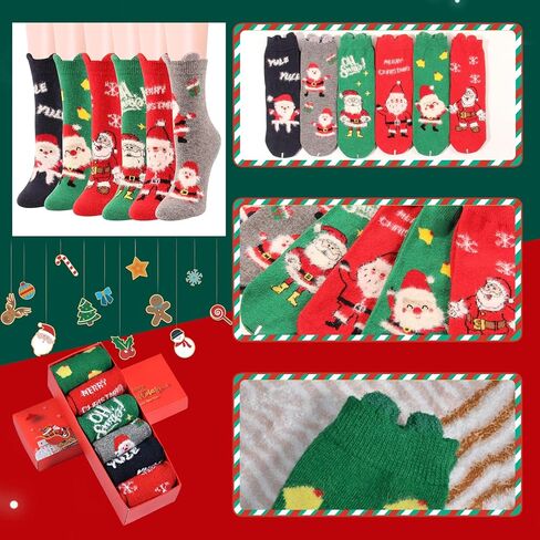 6 أزواج من جوارب عيد الميلاد للنساء والفتيات، مجموعة جوارب مبتكرة لعيد الميلاد كهدية للعطلات in Kuwait