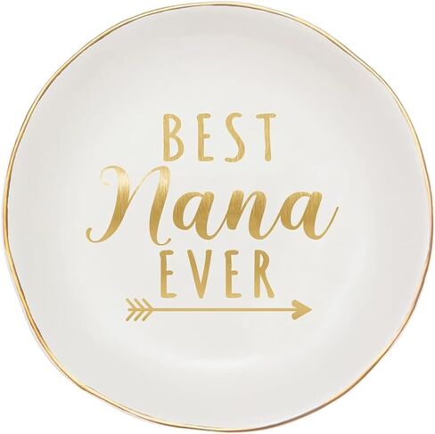 COLLECTIVE HOME - Ceramic Jewelry Tray, Gift for Mimi Nana Grandma, Decorative Jewelry Dish for Rings Earrings Necklaces Bracelet Watch Keys (BEST gigi EVER) in Kuwait