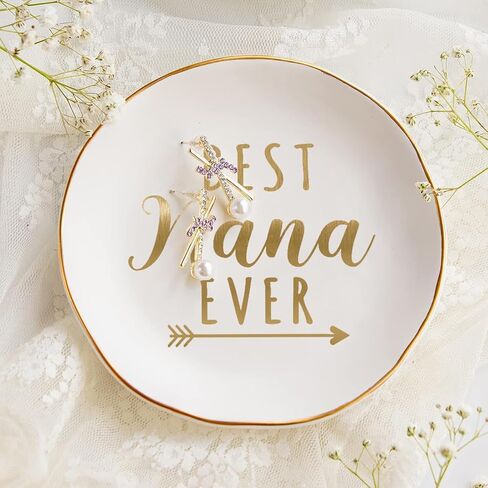 COLLECTIVE HOME - Ceramic Jewelry Tray, Gift for Mimi Nana Grandma, Decorative Jewelry Dish for Rings Earrings Necklaces Bracelet Watch Keys (BEST gigi EVER) in Kuwait