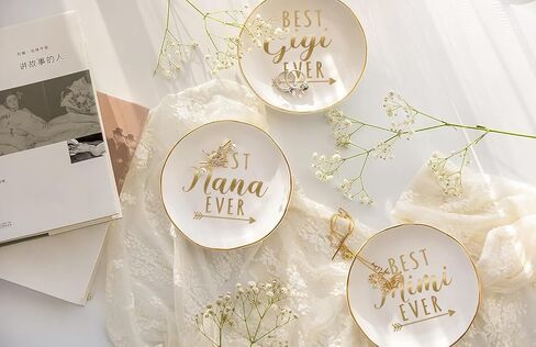 COLLECTIVE HOME - Ceramic Jewelry Tray, Gift for Mimi Nana Grandma, Decorative Jewelry Dish for Rings Earrings Necklaces Bracelet Watch Keys (BEST gigi EVER) in Kuwait