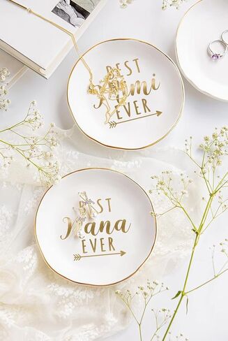 COLLECTIVE HOME - Ceramic Jewelry Tray, Gift for Mimi Nana Grandma, Decorative Jewelry Dish for Rings Earrings Necklaces Bracelet Watch Keys (BEST gigi EVER) in Kuwait