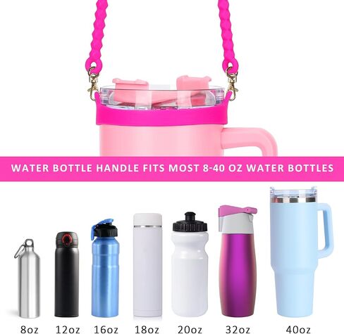 Water Bottle Handle Strap with 3Pcs Straw Cover Caps for Stanley Cup, Dust-Proof Reusable Silicone Straw Cap for Stanley 30&40 Oz Tumbler, Stanley Cup Accessories in Saudi Arabia