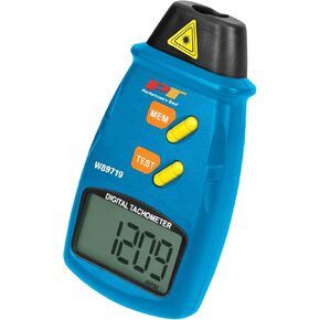 Performance Tool W89719 Professional Digital Laser LCD Tachometer Non-Contact RPM Reader with Auto Zero Adjustment For Min/Max Readings, 1 Pack