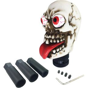 Arenbel Skull Car Knob Lever Shifter Funny Big Eye Skeleton Gear Stick Shift Handle Replacement Fit Most Manual Auto Vehicles, Beige
