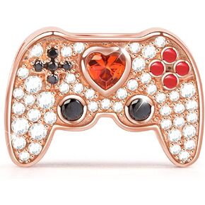 GNOCE Gamepad Charm Bead Sterling Silver Game Player Rose Gold Charms with CZs fit Bracelet/Necklace Jewery Gift for Women
