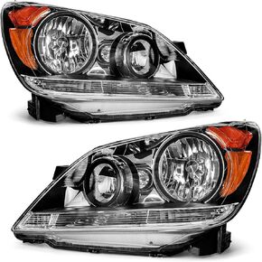 Headlight Assembly for Honda Odyssey 2005 2006 2007 Black Housing Amber Reflector Headlamp Replacement Pair