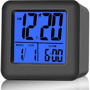 Silicone Kids Alarm Clock with Snooze and Night Light Functions Alarm Clock for Kids Alarm Clocks for Girls Boys Battery Operated Alarm Clock for Bedrooms Kids Battery Powered Alarm Clock Purle