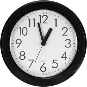 PATIKIL 8 Inch Wall Clock, Quartz Battery Operated Silent Non-Ticking Round Wall Clocks for Office Bedroom Decorative, Black
