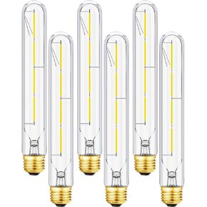 T10 Light Bulb,Dimmable Long Tubular Led Bulb,E26 Medium Base,8W Equal 75 Watt,2700k Warm White,8.9Inches Edison Lights Bulbs,6Pack.