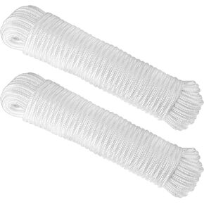 Tag-A-Room Polyester Braided Rope 1/4" x 50', Bundle of 2 Polyester Ropes (100' Total)