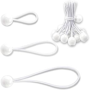 90PCS 4 6 9 Inch White Bungee Cords with Ball, Heavy Duty Outdoor&Indoor Ball Bungee Cord, Tarp Tie Down Bungee Balls for Camping, shelter Setup, Cargo securing, Household Applications