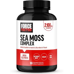 FORCE FACTOR Irish Sea Moss Capsules with Burdock and Bladderwrack for Immunity, Digestion, Heart Health, and Antioxidant Support, Vegan, No Gelatin, 90 Capsules