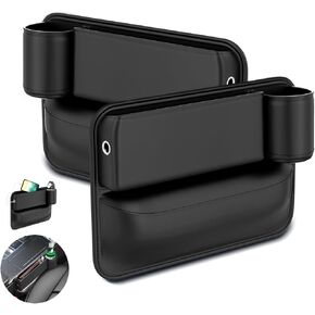 QioTceen Car Seat Gap Filler Organizer, 2 Pack Multifunctional Car Seat Organizer, Auto Console Side Storage Box with Cup Holders, Car Organizer Front Seat for Holding Phone,