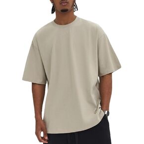 ZUEVI Men's Cotton T-Shirts Fashion Short Sleeve Oversized T Shirts Loose Fit Crew Neck Basic Tees Tops Hip Hop Streetwear
