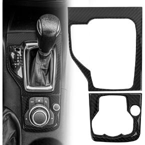 Gear Shift Panel Cover for Mazda 3 2014-2016 Hatchback Sedan Accessories, Interior Center Inner Console Gear Box Frame Cover Trim Decor Fit for Mazda3 2014 2015 2016, Soft Carbon Fiber