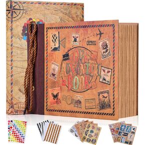 Our Adventure Book 148-Page DIY Handmade Scrapbook Kit - Embossed Leather Cover - Gift Boxed with Full DIY Accessories for Couples, Weddings, Anniversaries & More for Life’s Greatest Adventures