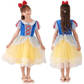 Princess Dress with Hairband for Girls, Princess Snow Cosplay White Costume for Toddler Halloween Party