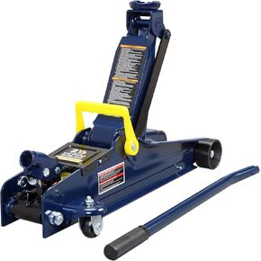 TCE ATZ830026XU-2 Ultra Low Profile Floor Jack: Heavy Duty Hydraulic Steel Service Jack with Dual Piston Quick Lift Pump and Detachable Handle, 6,000 LBS Capacity (3 Ton), Blue