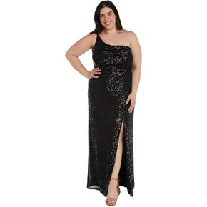 Nightway Long One Shoulder Sequin Dress
